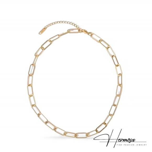 Jewelry - Paperclip Stainless Steel 18K Gold Plated Necklace and Bracelet